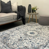 Awaken Ivory Blue Black Oriental Rug