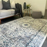 Awaken Ivory Blue Black Oriental Rug