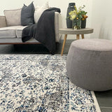 Awaken Ivory Blue Black Oriental Rug