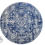 Awaken Navy Blue Medallion Round Rug