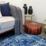 Awaken Navy Blue Medallion Round Rug
