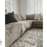 Awaken Ivory Blue Black Oriental Rug