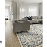 Awaken Ivory Blue Black Oriental Rug