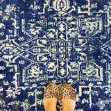 Awaken Navy Blue Medallion Round Rug