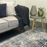 Eliza Blue Grey Medallion Transitional Rug
