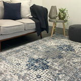 Eliza Blue Grey Medallion Transitional Rug