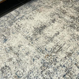 Eliza Blue Grey Distressed Medallion Transitional Rug