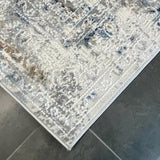 Eliza Blue Grey Distressed Medallion Transitional Rug