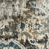 Eliza Blue Grey Distressed Medallion Transitional Rug