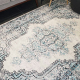 Freedom Grey Blue Medallion Pattern Rug