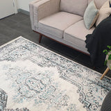 Freedom Grey Blue Medallion Pattern Rug
