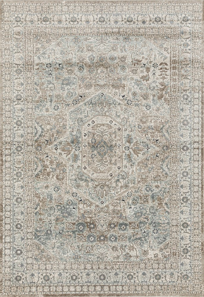 Grace Beige Medallion Faded Wash Transitional Rug