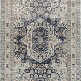 Grace Blue Medallion Faded Wash Transitional Rug
