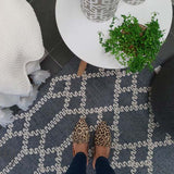 Harlow Navy Lattice Flatweave Rug
