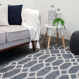 Harlow Navy Lattice Flatweave Rug