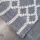 Harlow Navy Lattice Flatweave Rug