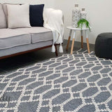 Harlow Navy Lattice Flatweave Rug