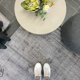 Harmony Grey White Striped Viscose Rug