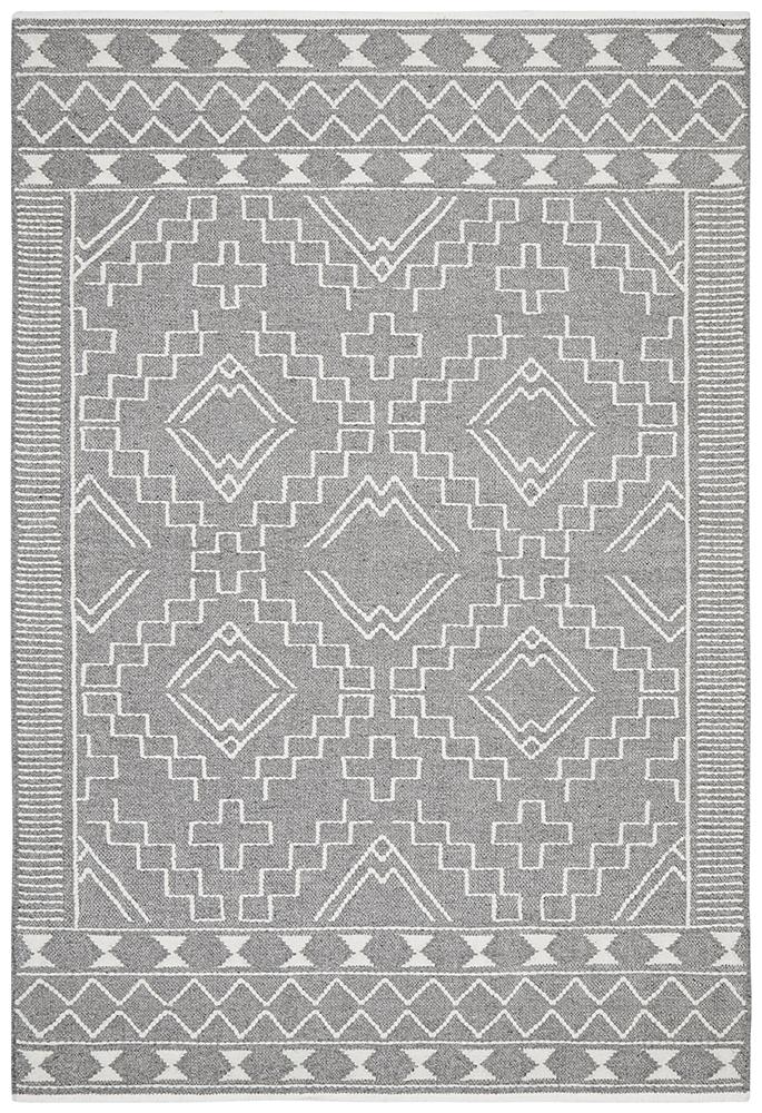 Harlow Grey Tribal Felted Wool Rug