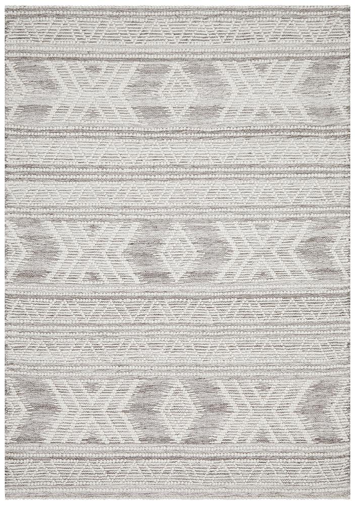 Harlow Natural Off White Tribal Felted Wool Rug