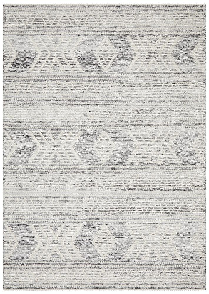 Harlow Silver Tribal Felted Wool Rug