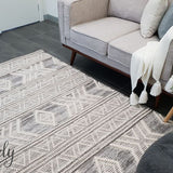 Harlow Natural Off White Tribal Felted Wool Rug