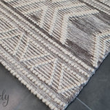 Harlow Natural Off White Tribal Felted Wool Rug