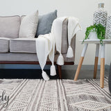 Harlow Natural Off White Tribal Felted Wool Rug