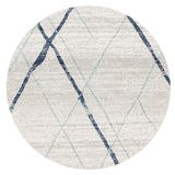 Heaven Blue Grey Abstract Diamond Round Rug
