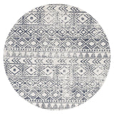 Heaven Blue Ivory Tribal Diamond Round Rug