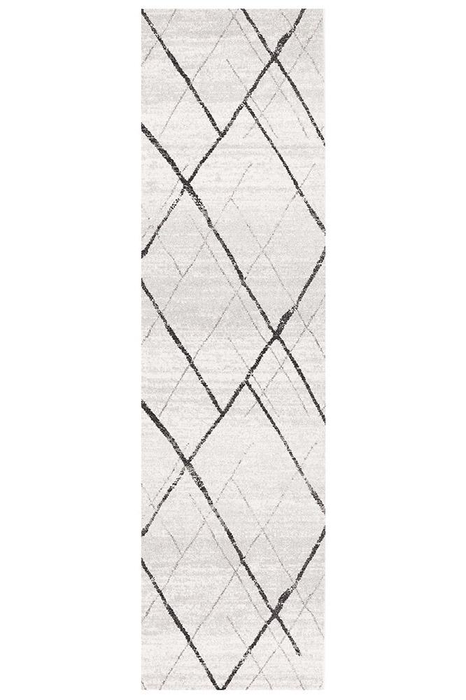 Heaven Grey Abstract Diamond Hallway Runner