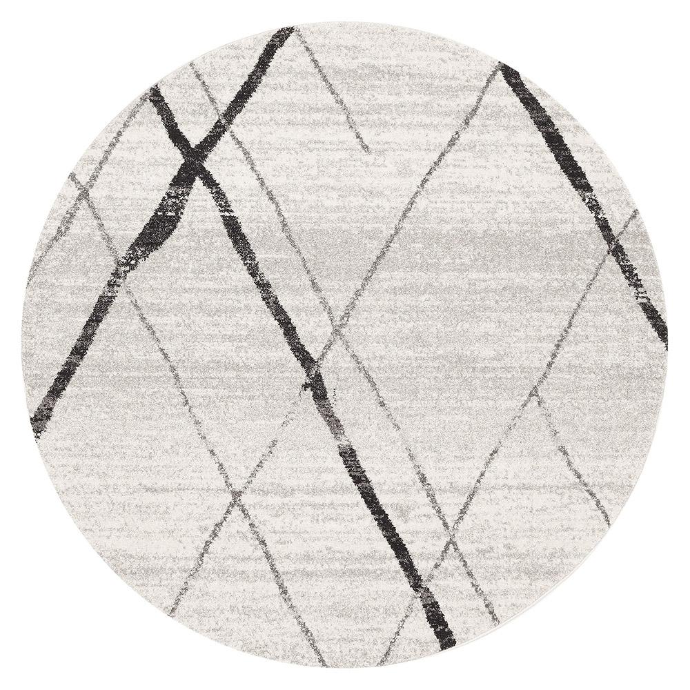 Heaven Grey Abstract Diamond Round Rug