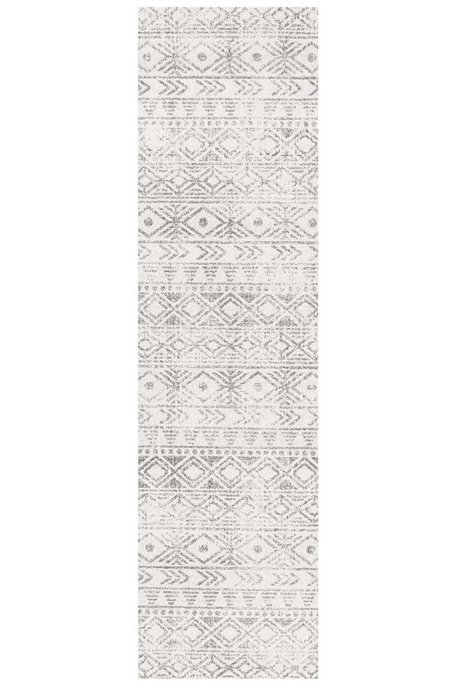Heaven Grey Tribal Geometric Diamond Hallway Runner