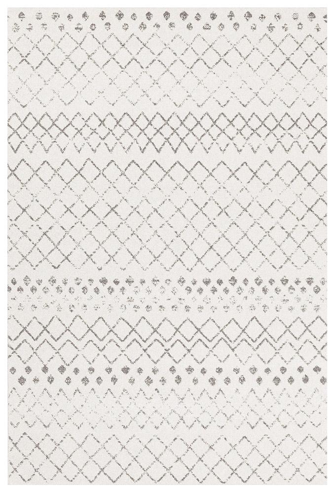 Heaven Ivory Grey Tribal Diamond Rug