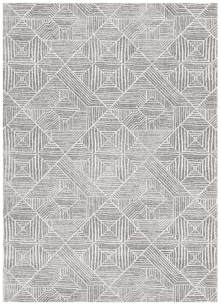 Heaven Silver Geometric Diamond Rug