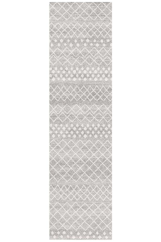 Heaven Silver Tribal Diamond Hallway Runner