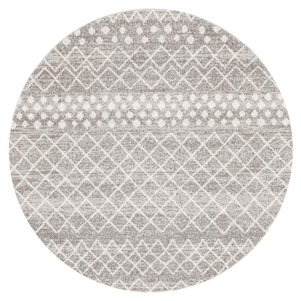 Heaven Silver Tribal Diamond Round Rug