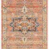 Heirloom Blue Pink Distressed Medallion Hallway Runner Rug