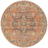 Heirloom Blue Pink Distressed Medallion Round Rug