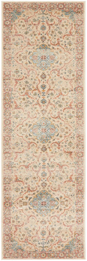 Heirloom Ivory Distressed Floral Hallway Runner Rug