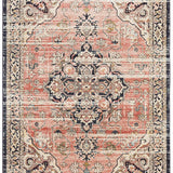 Heirloom Navy Blue Pink Transitional Medallion Rug