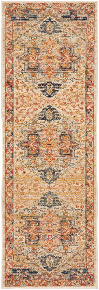 Heirloom Orange Transitional Medallion Hallway Runner Rug