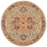 Heirloom Orange Transitional Medallion Round Rug