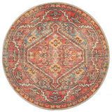 Heirloom Red Distressed Medallion Round Rug