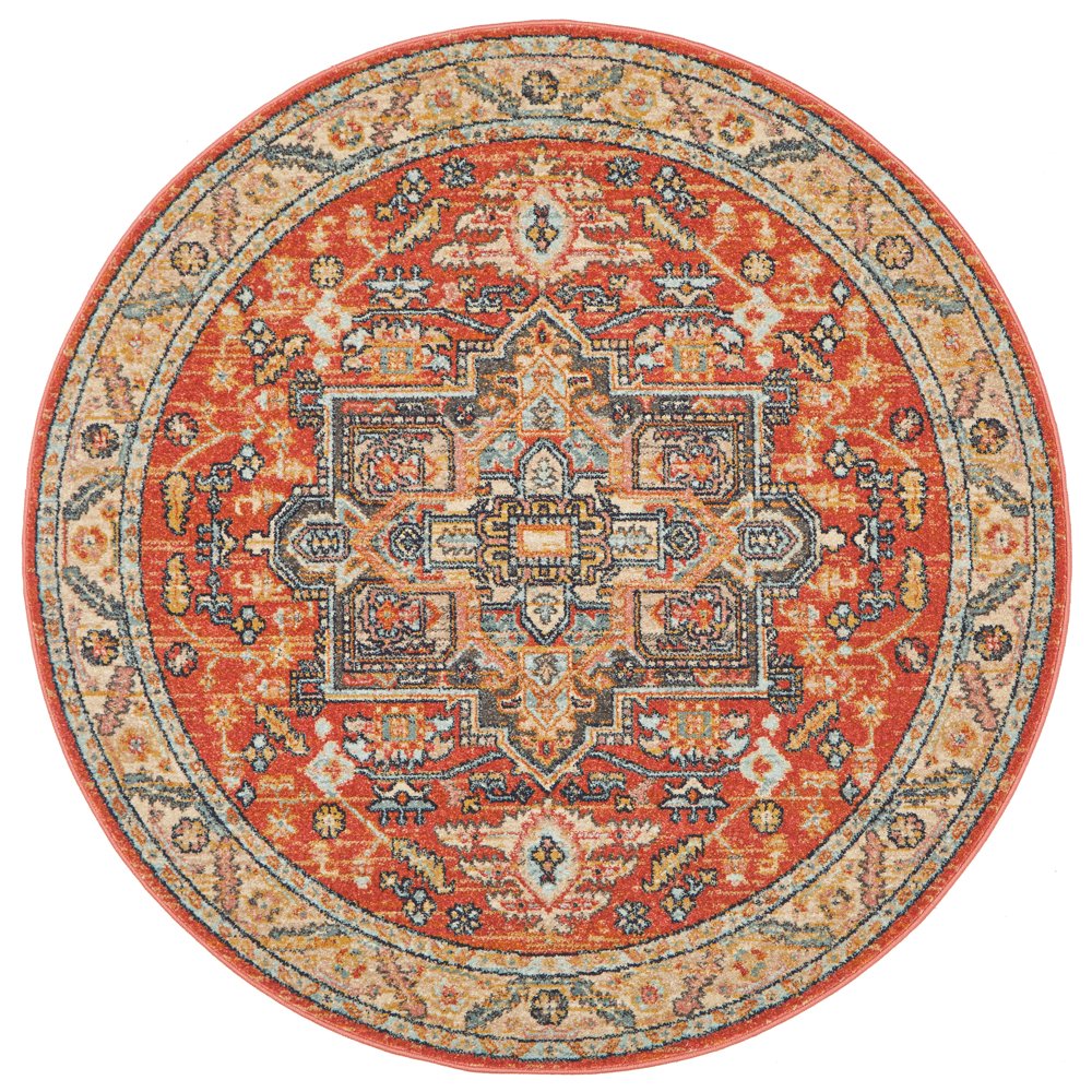 Heirloom Terracota Transitional Medallion Round Rug