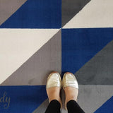 Industry Royal Blue White Grey Geometric Triangle Rug