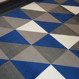 Industry Royal Blue White Grey Geometric Triangle Rug
