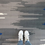 Industry Galaxy Blue Grey Lines Rug