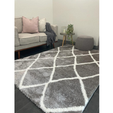 Jazz Grey Diamond Shaggy Rug