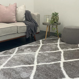 Jazz Grey Diamond Shaggy Rug